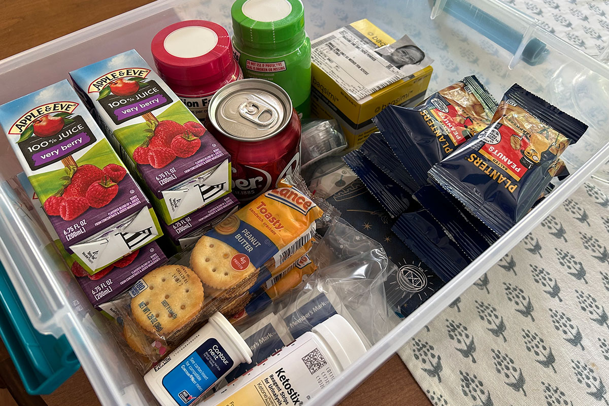 Stocking up on school supplies takes on new meaning for kids with T1D. Ellie has items in the nurse's office for treating lows, trouble shooting her medical devices and infusion site, testing for ketones, and more. See the complete checklist.